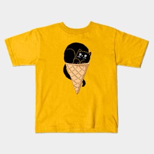 black cat ice cream Kids T-Shirt